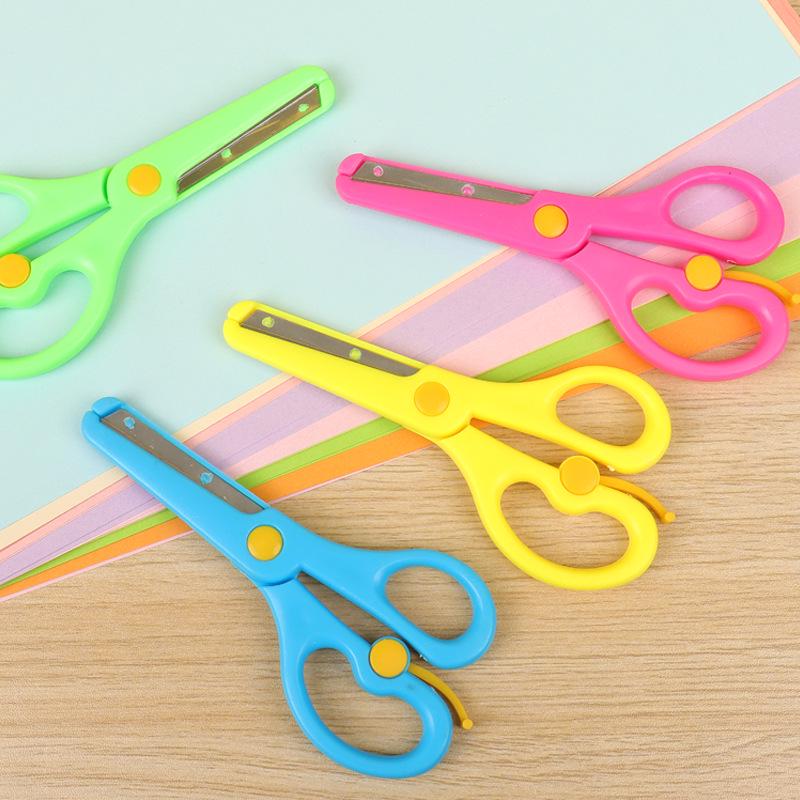 Children's Safety Scissors - Colored, Round-Head, Metal with Plastic Handles for Kindergarten Crafts.