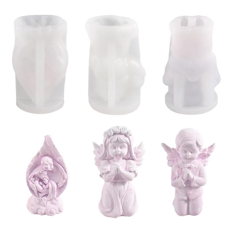 3D Angel Candle Mold Prayer Angel Silicone Resin Mold Aromatherapy Candle Mold Ornaments Mold for DIY Crafts Home Decors