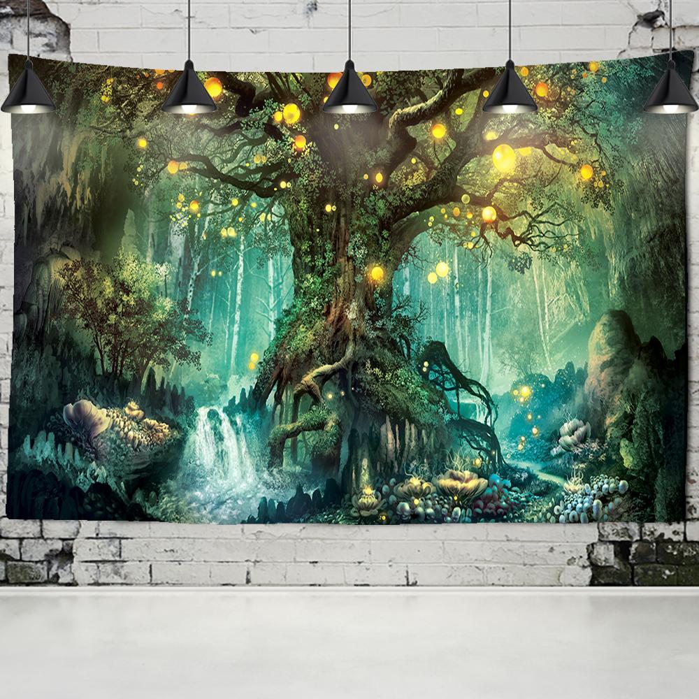 Natural Forest Tapestry Landscape Print Big Wall Hanging Tapestry Cheap Hippie Wall Hanging Bohemian Mural Tapestry