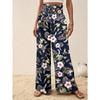 Women's Fashion Casual Flower Pattern Print High Waist Trousers Pants & Capris