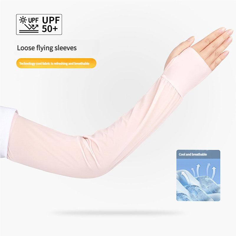 Loose Fit Cooling Arm Sleeves UV400 Sun Protection Breathable Fingerless Sun Cover for Running Cycling Outdoor Sports Armwear