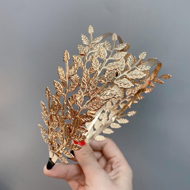 Greek Leaf Shape Hair Hoop Luxurious Model Show Tiaras Bride Styling Headwear