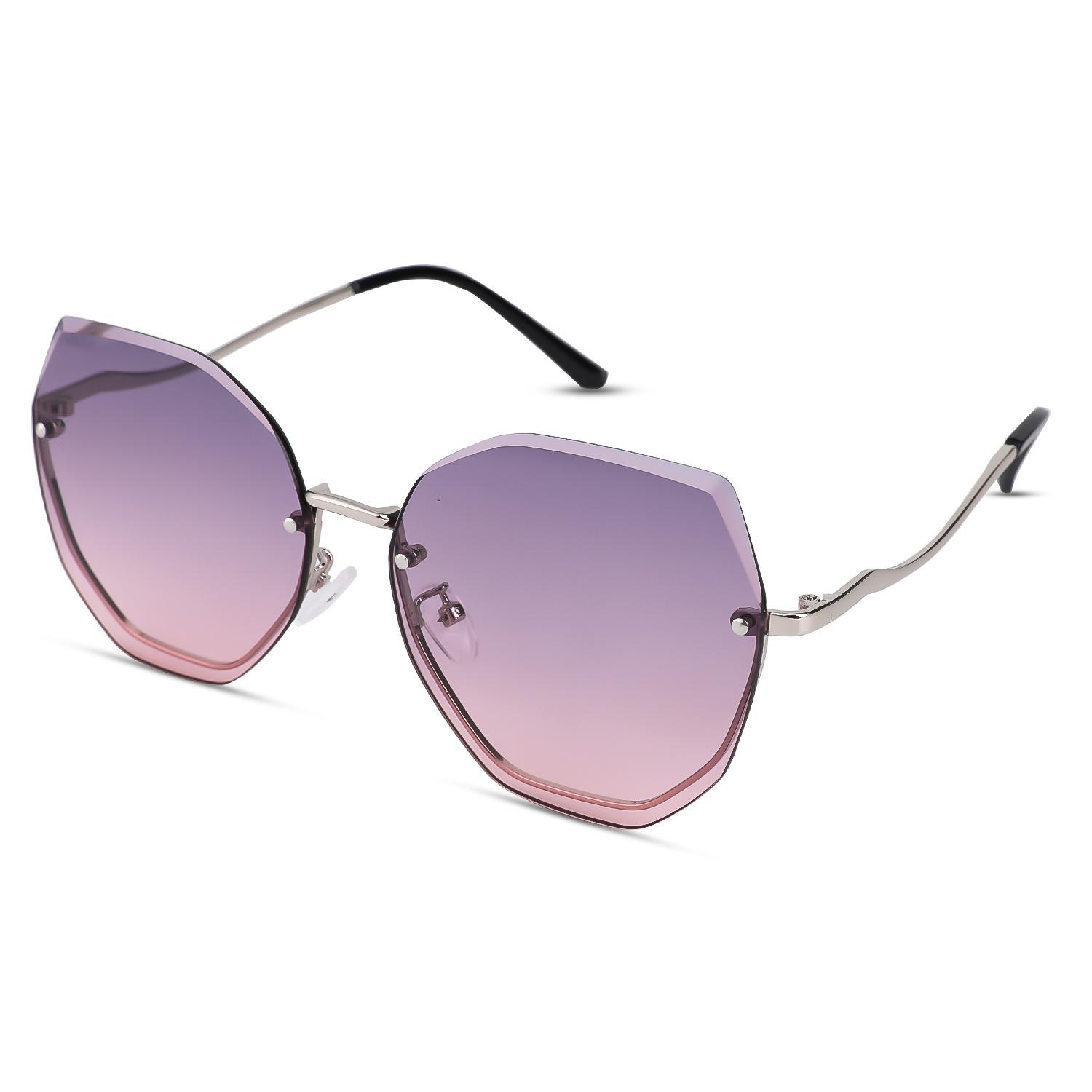 JYL Sunglasses Rimless Unisex Uv Protection Polygon Trendy Use 8028 A-16309