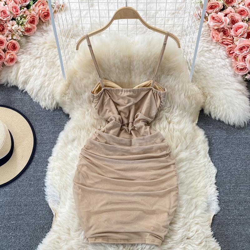 RUGOD Sexy Hot Girl Backless Suspender Dress Women's 2022 New Summer Blue Tight Hip Short Dress