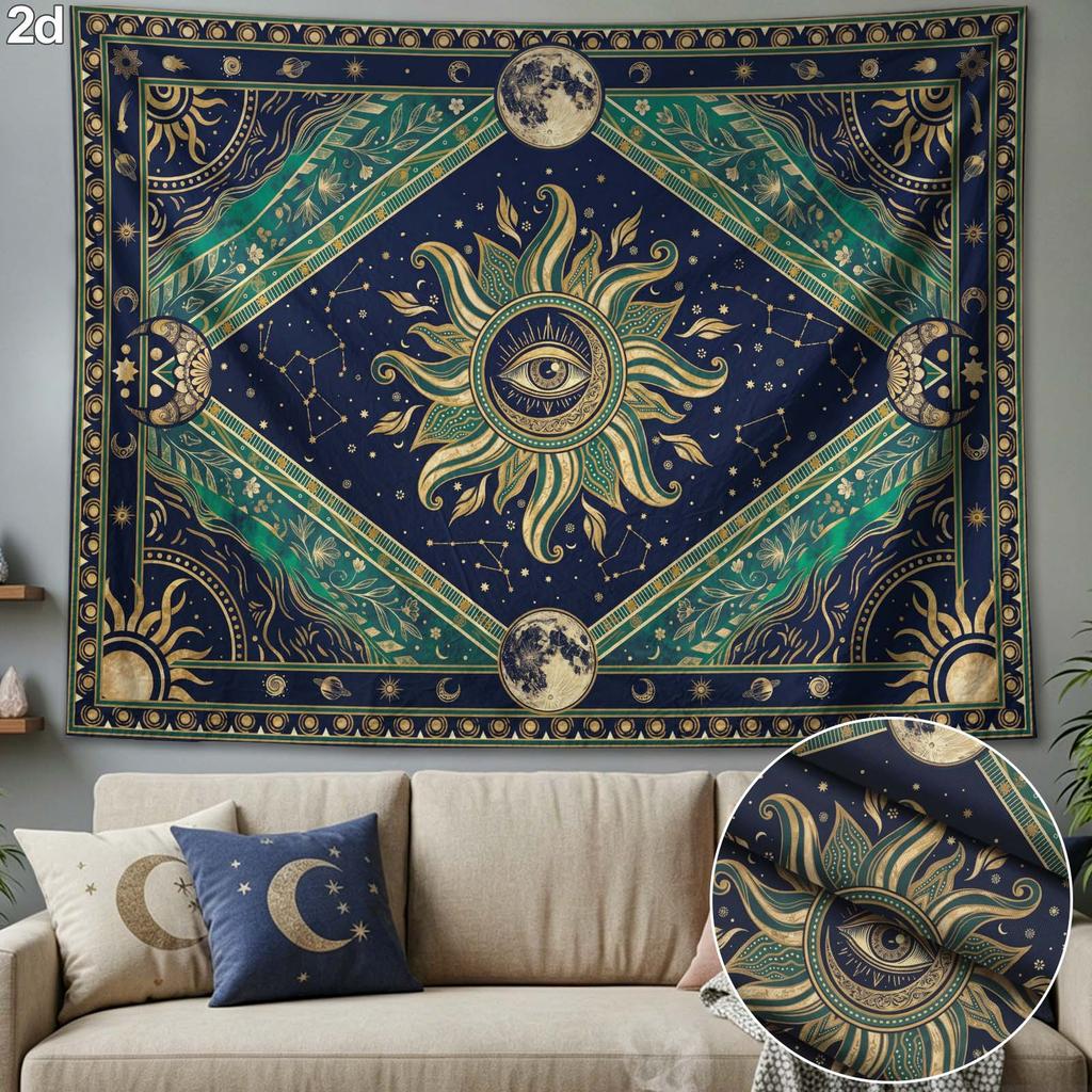 FAXDONG Horizontal Tapestry Wall Hanging Suitable for Living Room, Bedroom, Office & Party Decor - Elegant Celestial Eye with & Moon Patterns, Durable