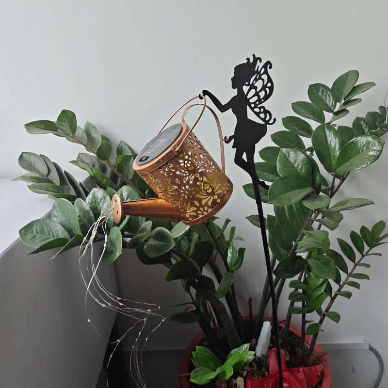 Verzauberte Solar-Feenlampe für Außen, skurriles Design mit Eisenkessel, mit automatischem Dämmerungssensor, IP65 Gartenleuchte für den Weg