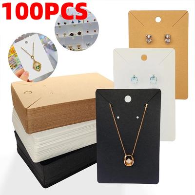 100 Pezzi 6x9cm Cartoncini Vuoti per Esposizione Gioielli per Collane Orecchini Borchie Confezioni Fai da Te Carta Kraft Bianca Nera Cartoline Regalo