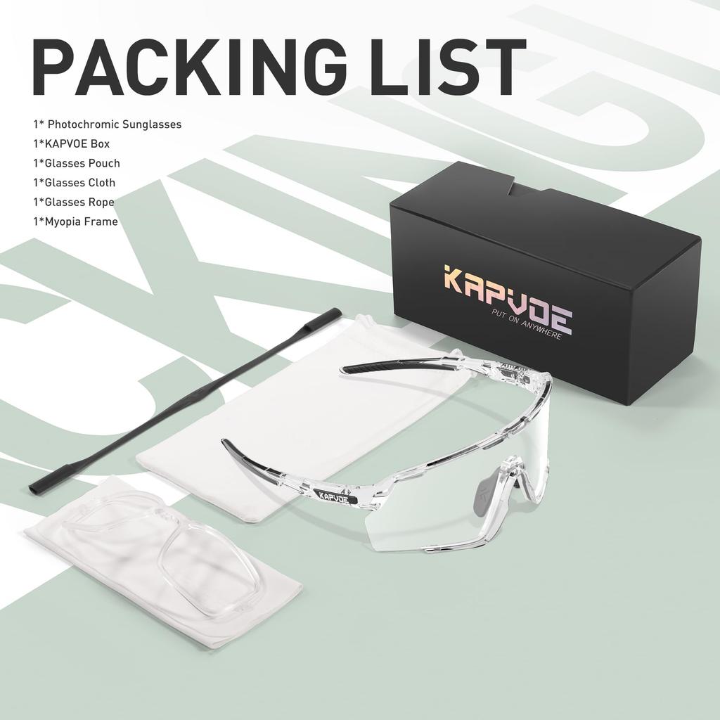 KAPVOE Photochromic Sports Cycling Polarized Road Running Sunglasses, Sunglasses, Unisex, Glasses, Sunglasses, Bike, Cycling, Sports, Triathlon,
