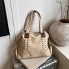 Retro Rivet Women’s Large Capacity Tote Bag - 2026 Korean Style Fashion Shoulder Bag