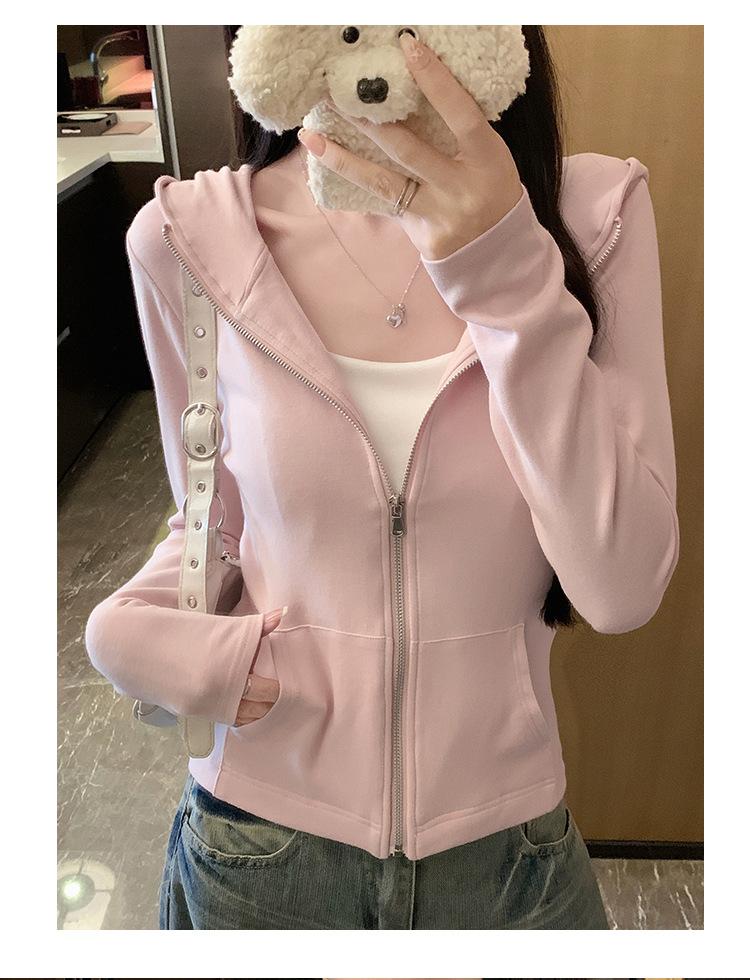 Women S Hooded Zip Up Cardigan Slim Fit Long Sleeve Outerwear