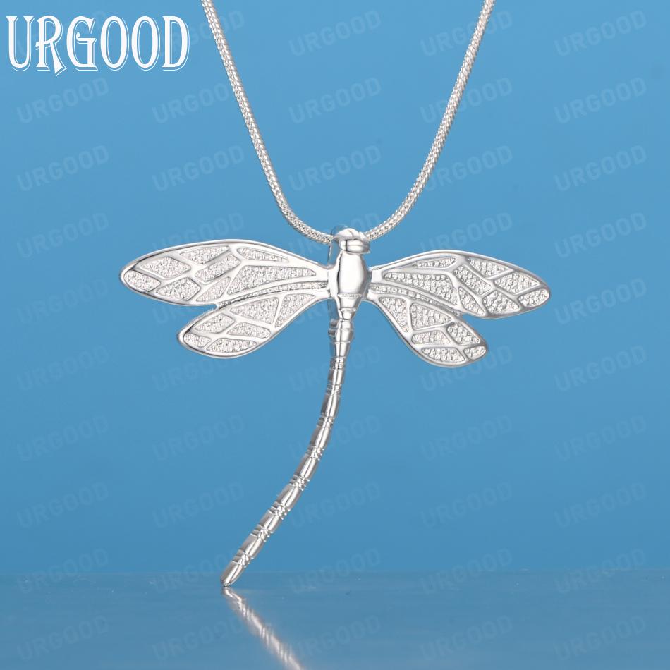 925 Sterling Silver Dragonfly Pendant Necklace Wedding Fashion Jewelry