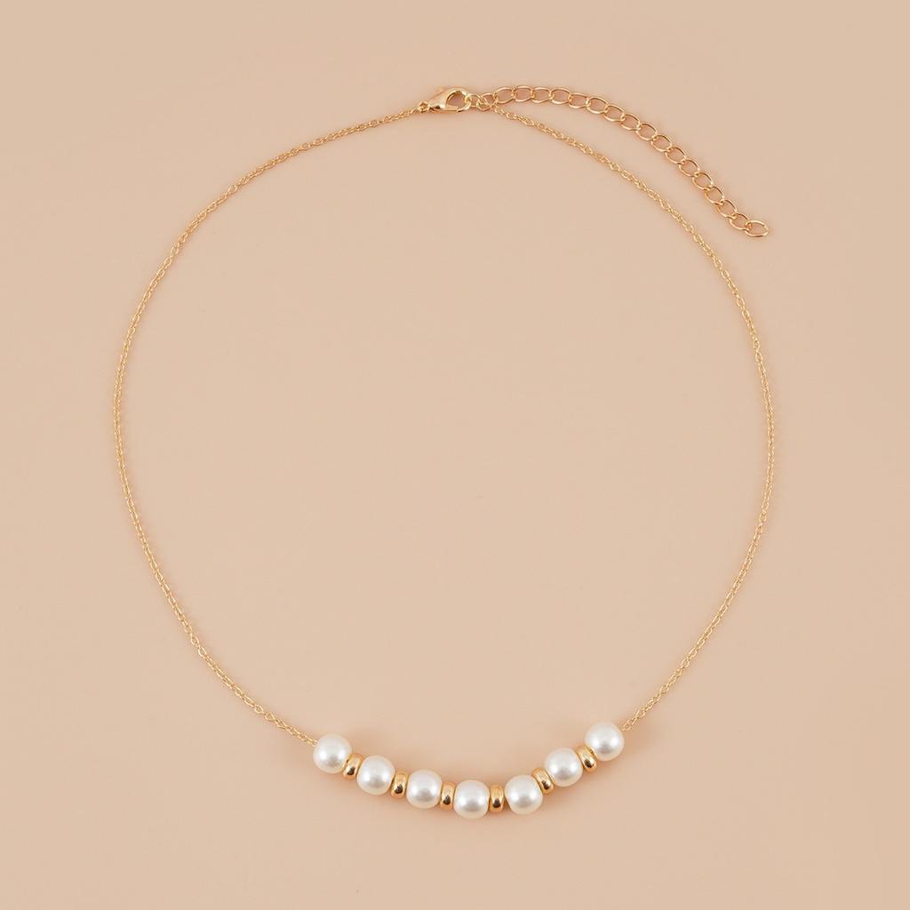 In Style, Original Design, Stylish and Simple, Exquisite Thin Chain, Pearl Gold Small Round Bead Women's Necklace