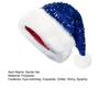 Christmas Sequin Santa Hat for Adults Unisex Glittery Sparkly Holiday Hat with Fluffy Pompom for New Year Xmas Party Supplies