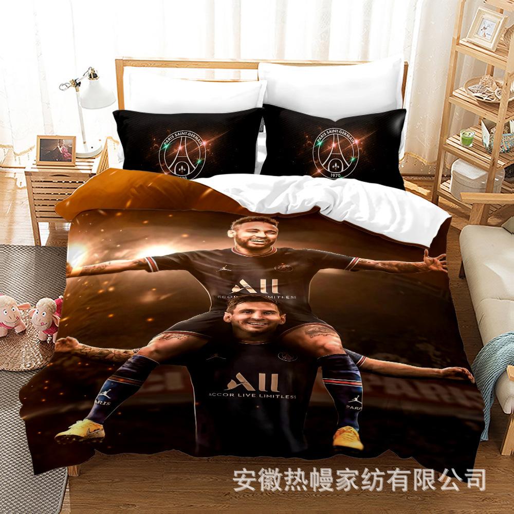 3D Three-Piece Size Football Quilt Cover Quilt Cover Home Textile