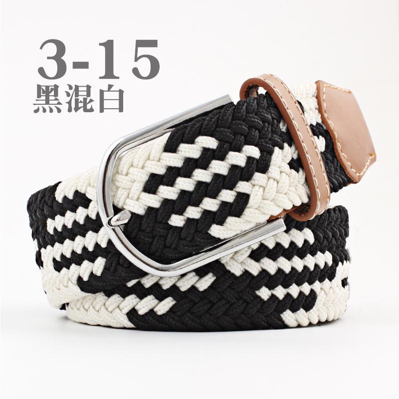Women Casual Knitted Pin Buckle Without Holes Men Belt Woven Canvas Elastic Expandable Braided Stretch Belts for Female Jeans