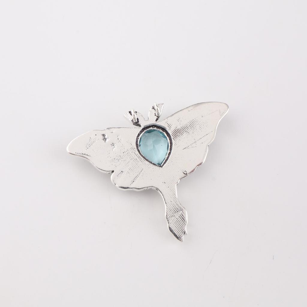 Pierre précieuse Topaze Bleu Ciel Argent Sterling 925 Bijou Chaîne Pendentif 1.2" Pour Elle CP-31-16