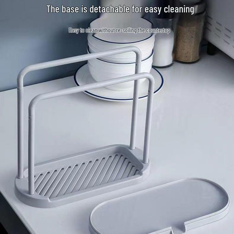 No-Drill Kitchen Sponge & Dishcloth Holder Wall-Mounted Draining Rack