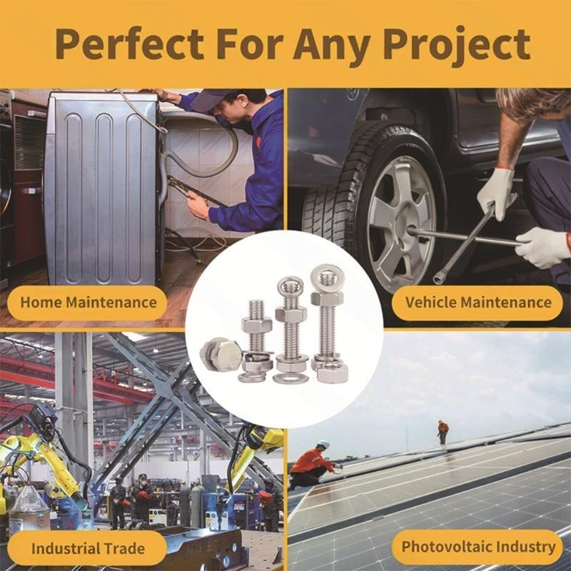 246PCS Hex Bolts Nuts Washers in Organized Storage Box Assembly Set Upgrades for Easy Access & Diverse Repair Needs