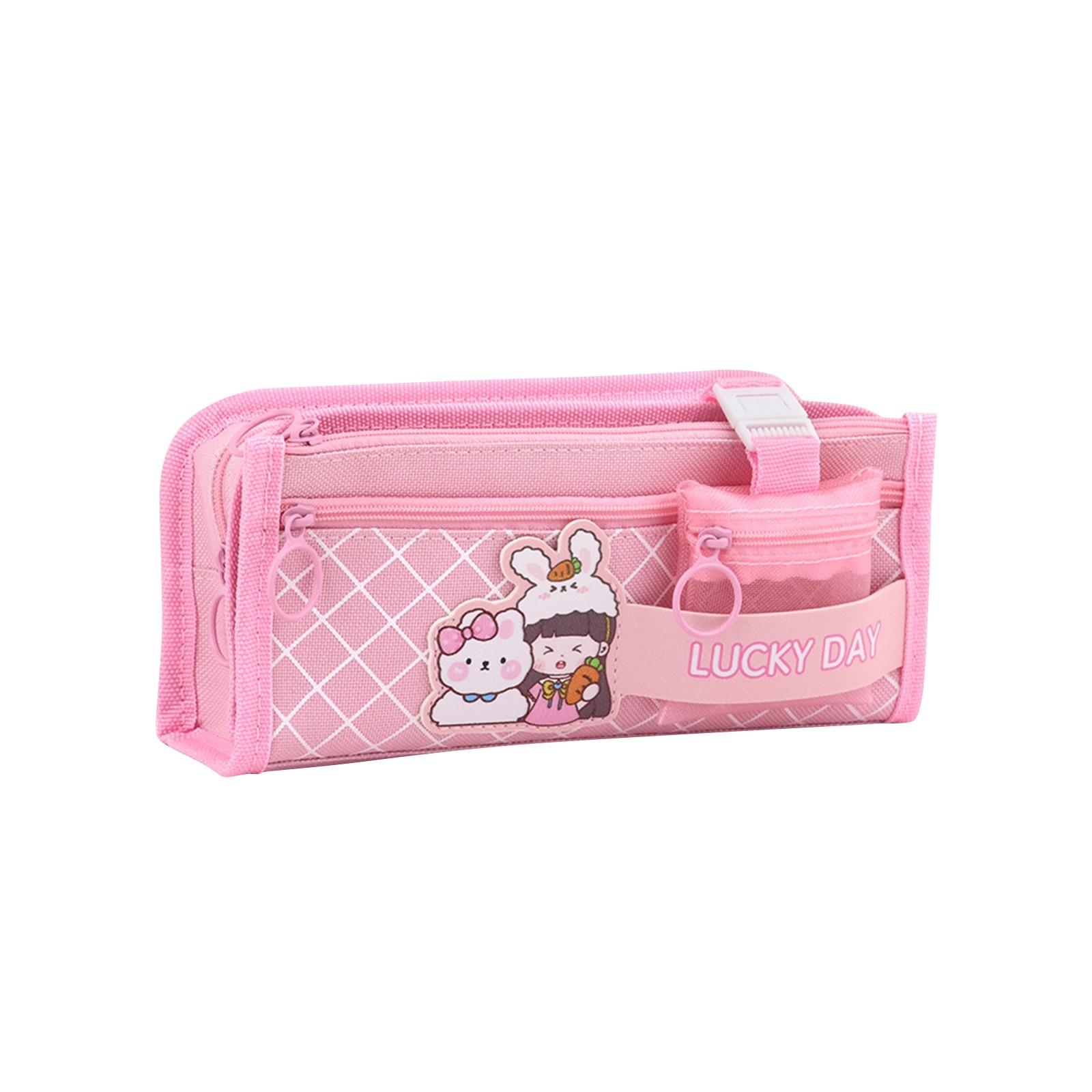 

Симпатичная сумка для канцелярских принадлежностей большой вместимости для учеников начальной и средней школы, многофункциональная сумка для хранения канцелярских принадлежностей One Size розовый