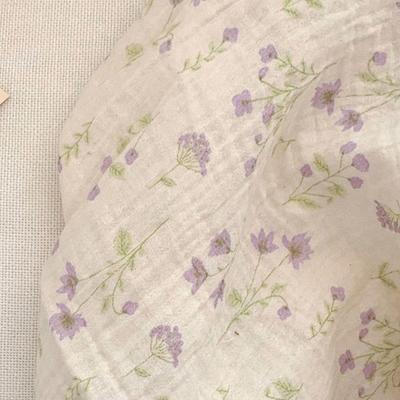 Double Double Yoru Gauze Gauze Cotton Handkerchief Scarf Bib Large, Vanilla Flower-purple (yoru), 1 Piece