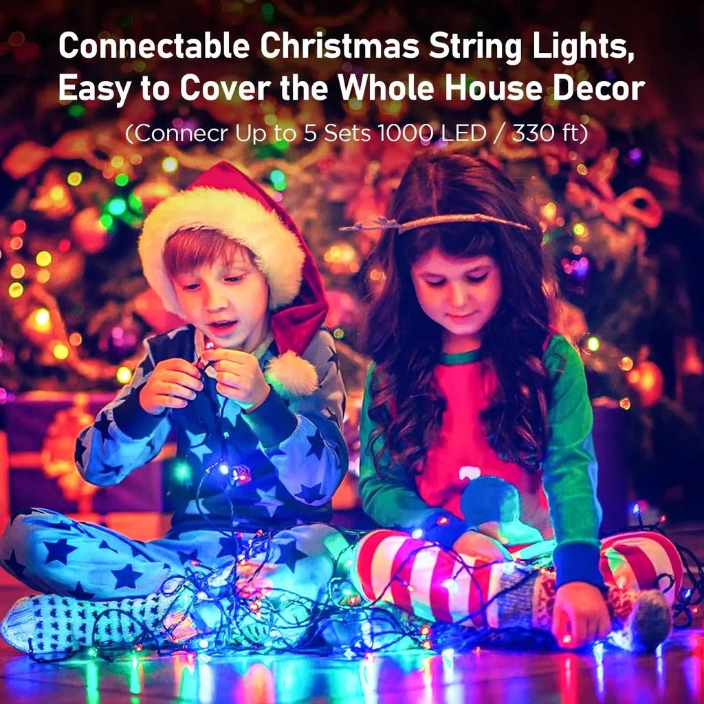 200 LEDs 82ft Multicolor Christmas Tree Lights, LED Christmas Light String, 8 Fairy Light Modes with Memory Timer Function