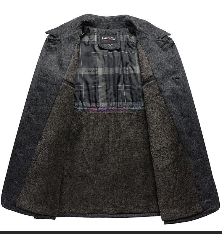 Men's Plus Velvet Turn-Down Collar Jacket for Middle-Aged and Elderly - Thick Autumn/Winter Business Coat