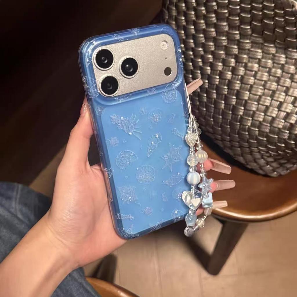 Han ins fine flash blue underwater biological chain is suitable for iPhone17promax Apple 16 Pro mobile phone case 15.