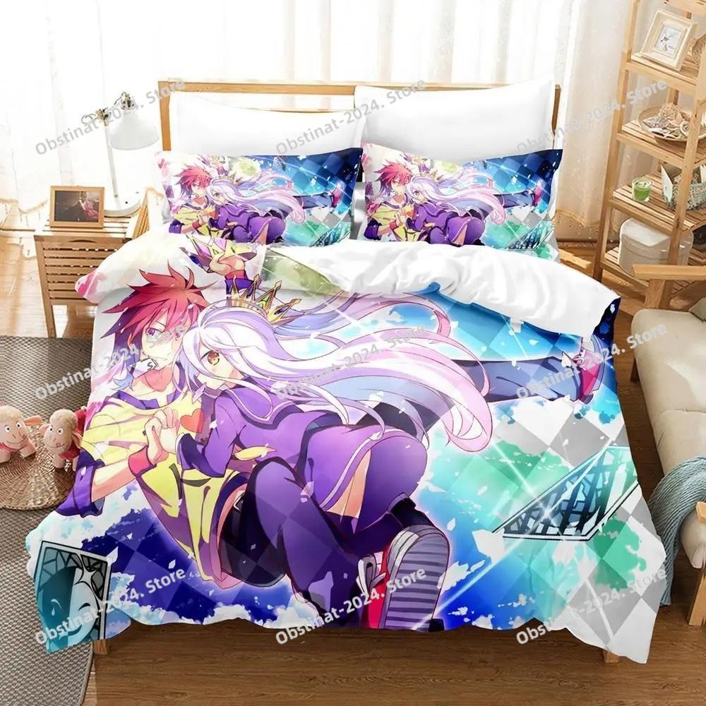 Neues Spiel No Game No Life Sora und Shiro Bettwäsche-Set Einzelbett Twin Full Queen King Size Bettwäsche-Set für Erwachsene Kinder Schlafzimmer Bettbezug-Sets