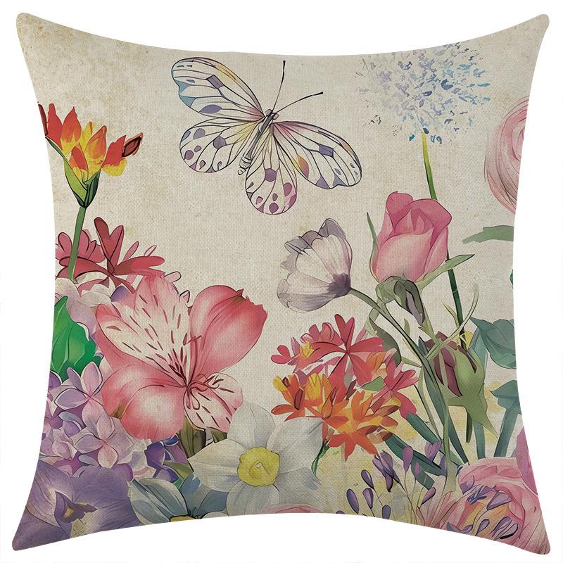 Butterfly Flower Series Throw Pillow Covers With Digital Printing Of Short Plush Fabric Car-Shaped Sofa Cushion Home Decor