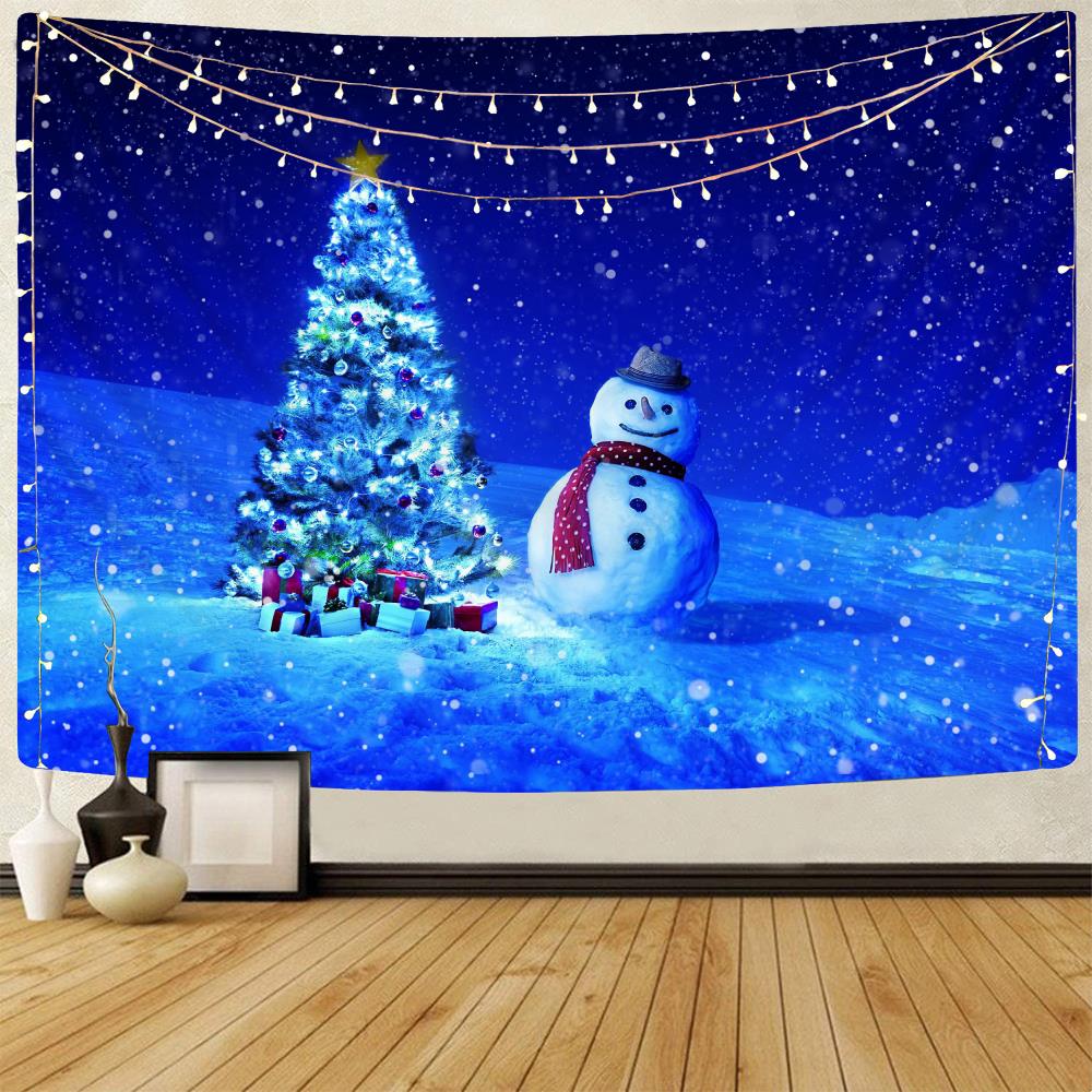 Weihnachts-Tapisserie, Weihnachtsbaum-Tapisserie, Schneemann, Wandbehang, Weihnachtsthema, bedruckter Tapisserie-Hintergrundstoff