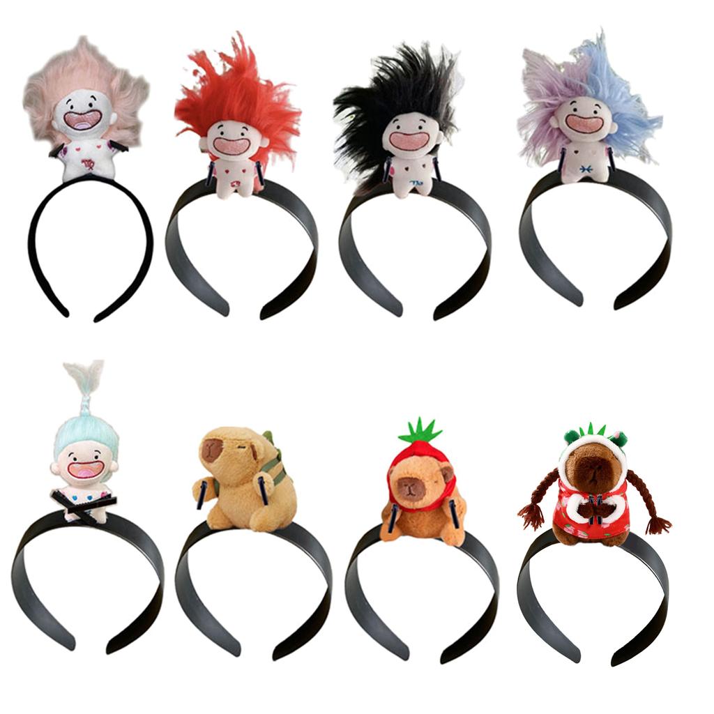 Cute Doll Headband Funny Toothless Doll Headband Capybara Hair Band Cotton Doll Headband Perfect for Parties and Cosplay