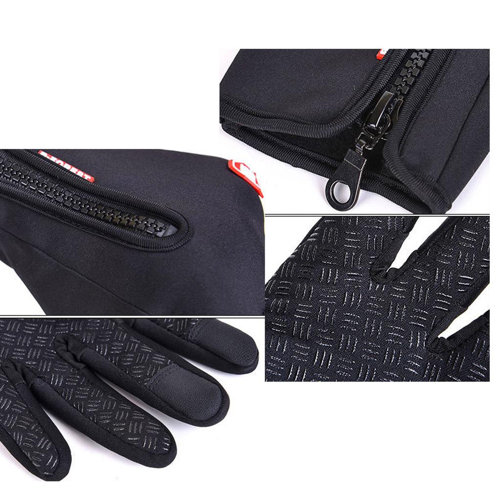 B-FOREST Winter-Skihandschuhe für Damen und Herren, Outdoor-Bergsteiger- und Radhandschuhe mit Reißverschluss und rutschfestem Handflächen-Design