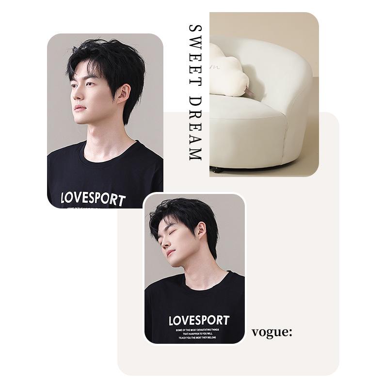 Men's Plus Size Cotton Summer Pajama Set - Thin Short-Sleeved Top & Shorts, Round Neck, Casual & Comfortable for Indoor/Outdoor Wear