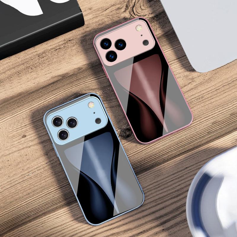 Orange Yellow Light Band For iPhone 17 Air 16 E 15 14 13 Plus 12 Mini 11 17 Pro Max XR Xs Max 16E 7 8 Tempered Glass Phone Case