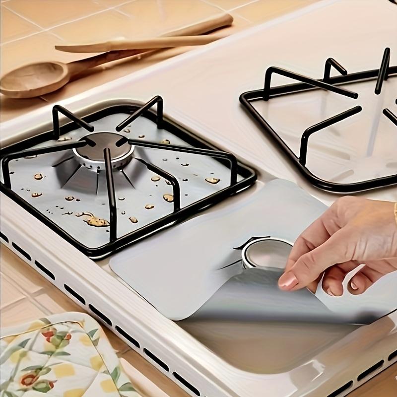 [Oil-Proof Stove Protector] 4pcs Oil-Proof Kitchen Gas Stove Protector Mat | Gas Range Liner, Stove Top Cover, Kitchen Accessories