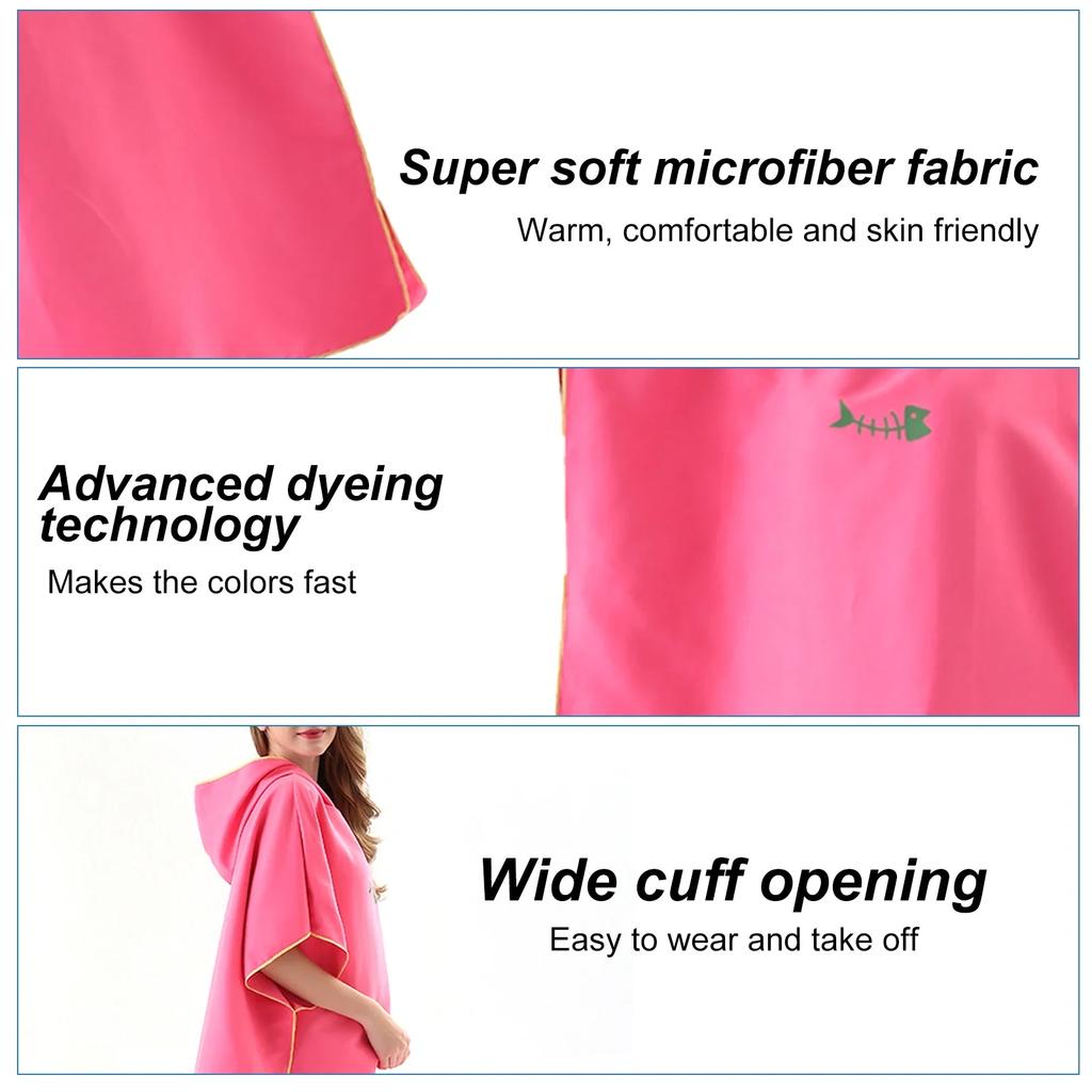 Quick Dry Hooded Microfiber Towel For Men Women Swim Beach Travel Surf Sauna Changing Cape Bathrobe Play Bath Accessory