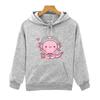 Cute Axolotl Playing Video Games Hoodie Cartoon Gamer Funny Print Sweatshirt Kids Clothes Boys Girl Clothing Y2k Winter Pullover