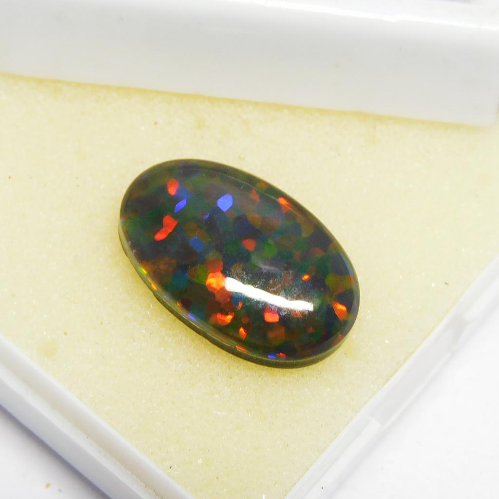 Lab-Created Opal Loose Gemstone 8.35 ct Doublet Oval Cut Multi Color for Jewelry Making and Crafts