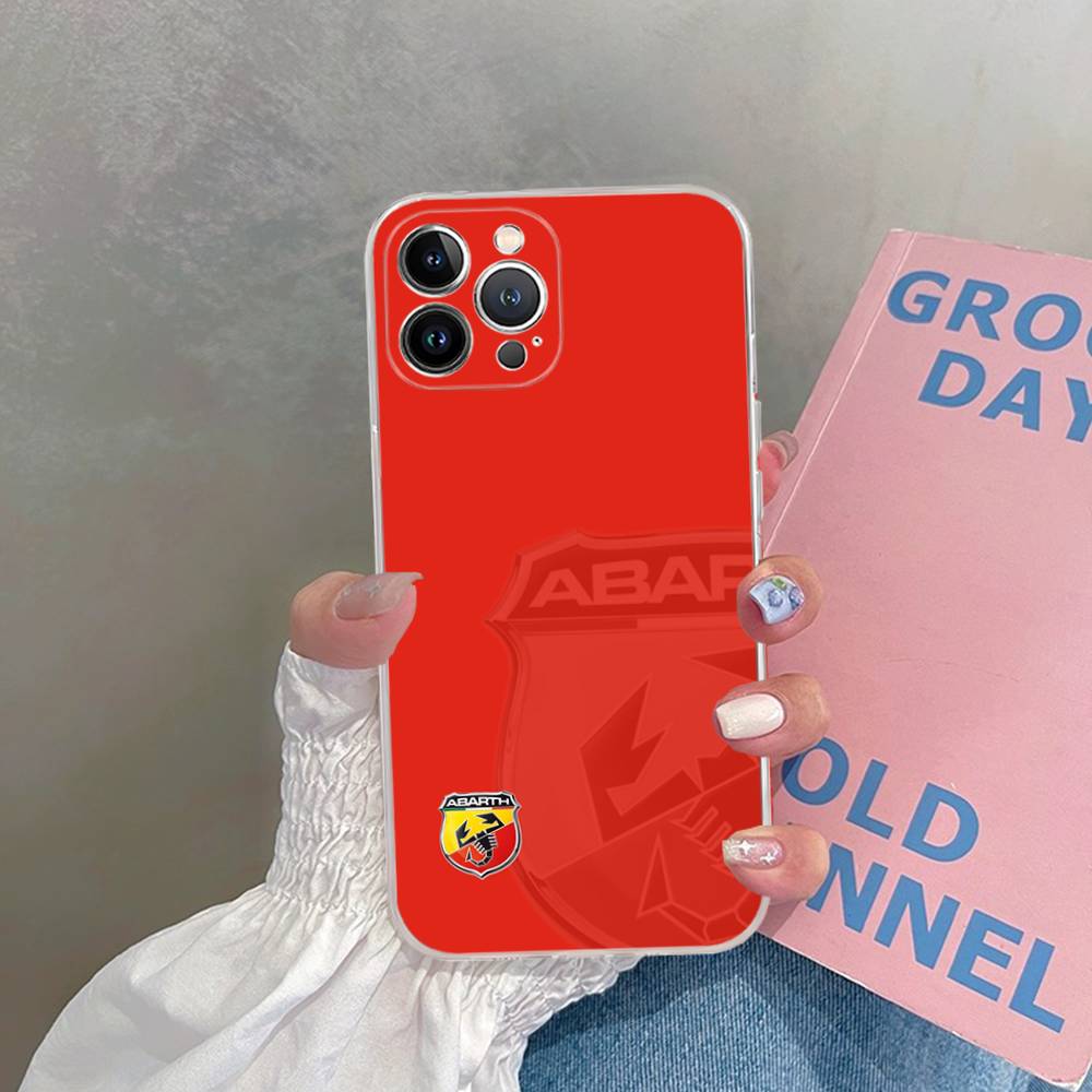 A-Abarth LOGO Transparent TPU Phone Case For IPhone 17 11 12 13 14 15 16 Pro Max 16 Plus Cover