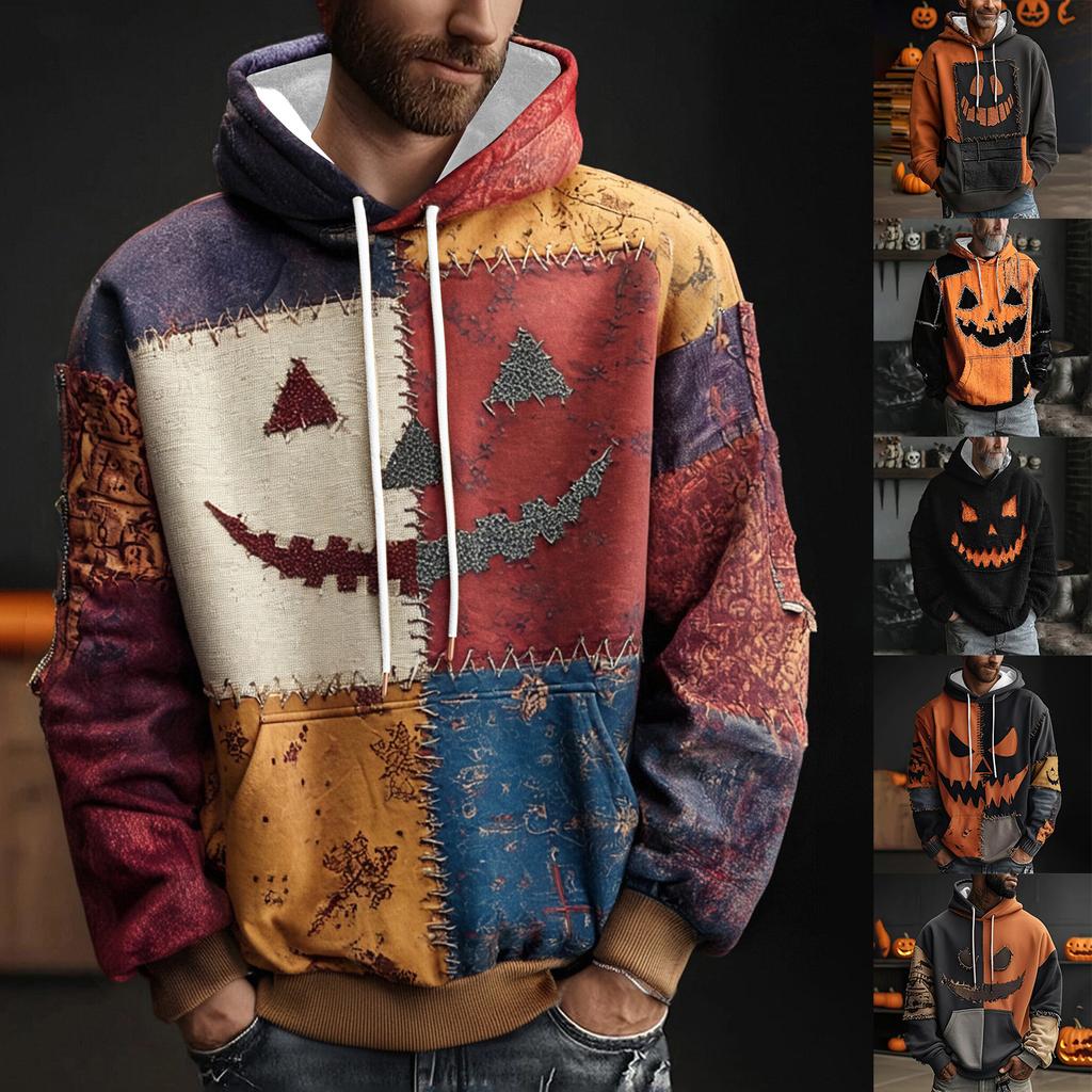 Men's Halloween Long Sleeved Casual Sports Pullover Sweatshirt