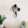 Jesus Metal Wall Art - Religious Decor Metal Sign - Christian Metal Gift - Cross Jesus Line Art - Christian Home Wall Decor