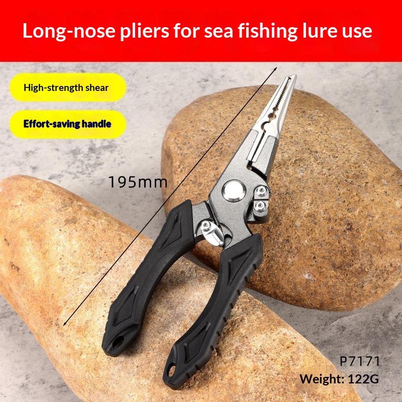 Lure Pliers Multi-Purpose Hook Remover Self-Locking Design Braid Line Cutter for Sea Boat Shore Fishing Use