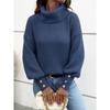 Herbst- und Winter Damen Air Force Blue Rollkragen Strickpullover