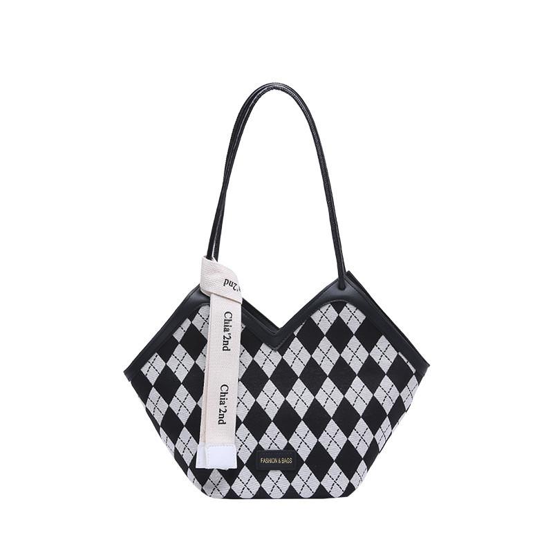 Geometric Check Chic Colorblock Shoulder Bag For Women Perfect For Commuting And Casual