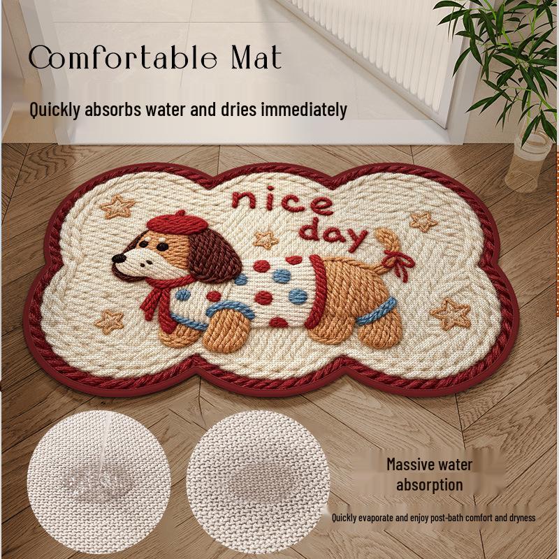 Cartoon Puppy Non-Slip Quick-Dry Water-Absorbent Bathroom Floor Mat