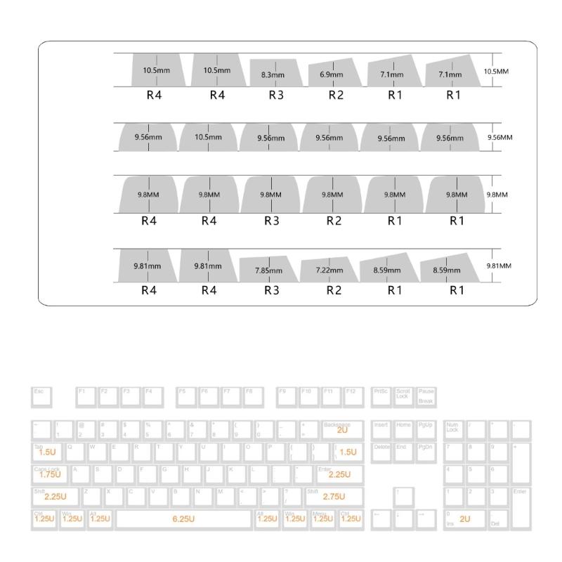 PBT Puddings Keycaps Set 122Keys 4-Side Color Light Diffusions And Heat Sublimated Printing For Mechanical Keyboards