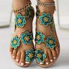 Flower Ladies Sandals Set Toe Rivet Flat Women's Shoes Vacation Plus Size Shoes