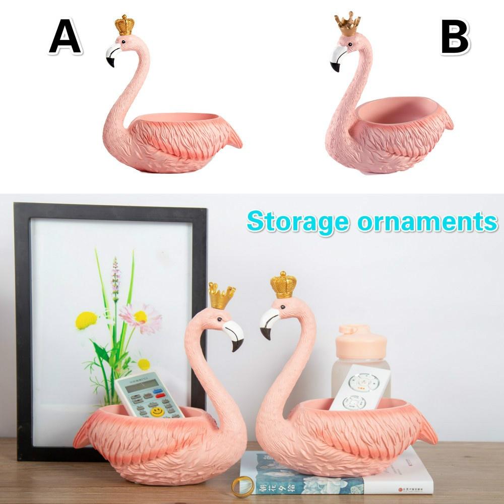 1Pcs Kreative Harz Handwerk Veranda Hause Lagerung Ornamente Flamingo Dekoration Lagerung Box