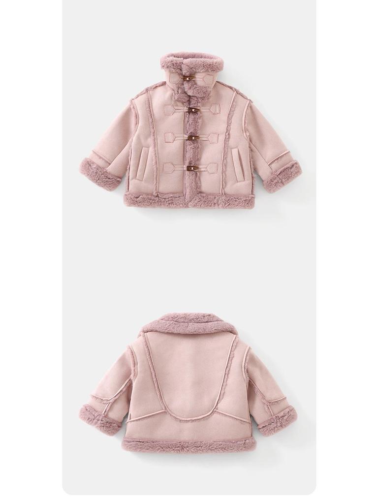 DUUDUU Kids' Velvet Korean-Style Cotton-Padded Winter Jacket - Furry Girls' Outerwear