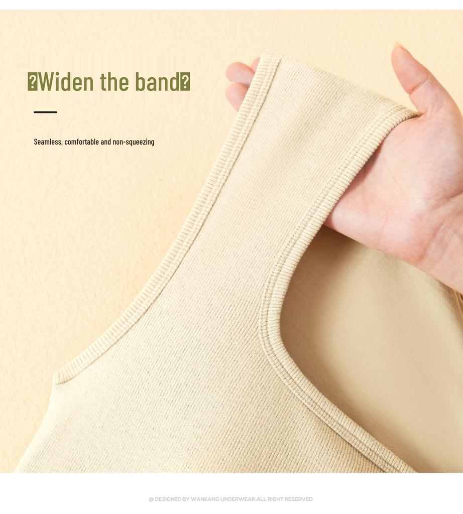 Women's Warm Wide-Strap Vest with Integrated Bra Pads - Wear Alone or As Layered Camisole